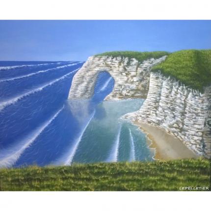 La côte d Etretat, Peinture Acrylique, 54x65cm.