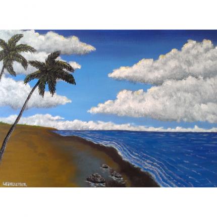 La plage isolée, Peinture Acrylique, 50x70cm.